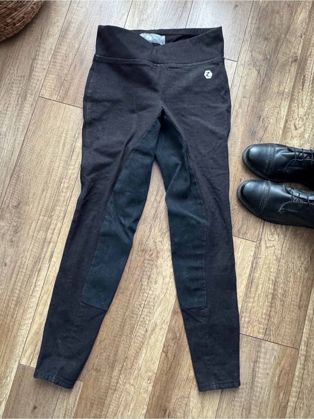Black Equestrian Leggings with Panels